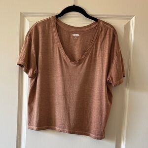 Old Navy Brown V-Neck Crop Top